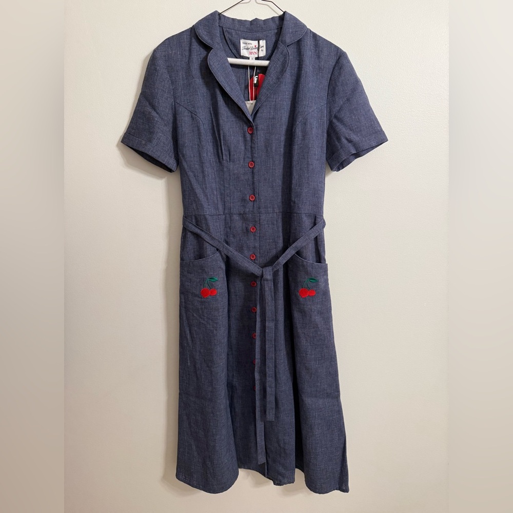 HVN Maria Dress, NWT, denim colored